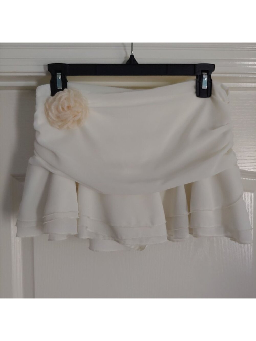 Womens Ruffle Mini Skort Rosette Draped High Waist Coquette Bridal Tennis Junior